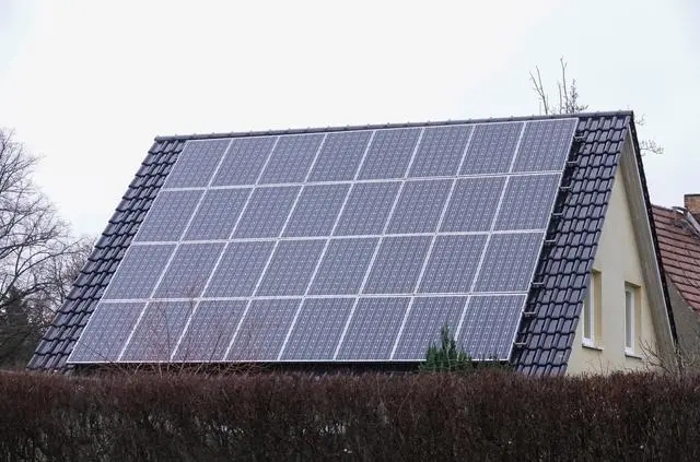 Solar panels installed on the roofs of residents' homes