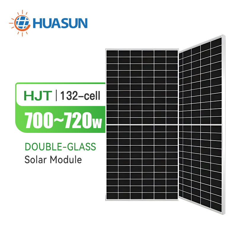 Huasun Hjt 700W 710W 720W Bifacial Double Glass Solar Panel